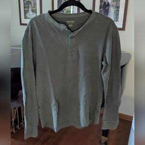 Sonoma Men's Olive Green Long Sleeve Waffle Henley Shirt